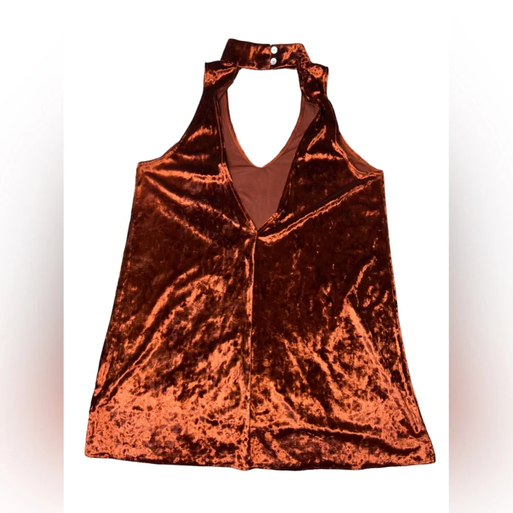 Show Me Your Mumu Mini Velvet Dress Friday Choker Copper Crush Stretch Size M - Picture 3 of 11